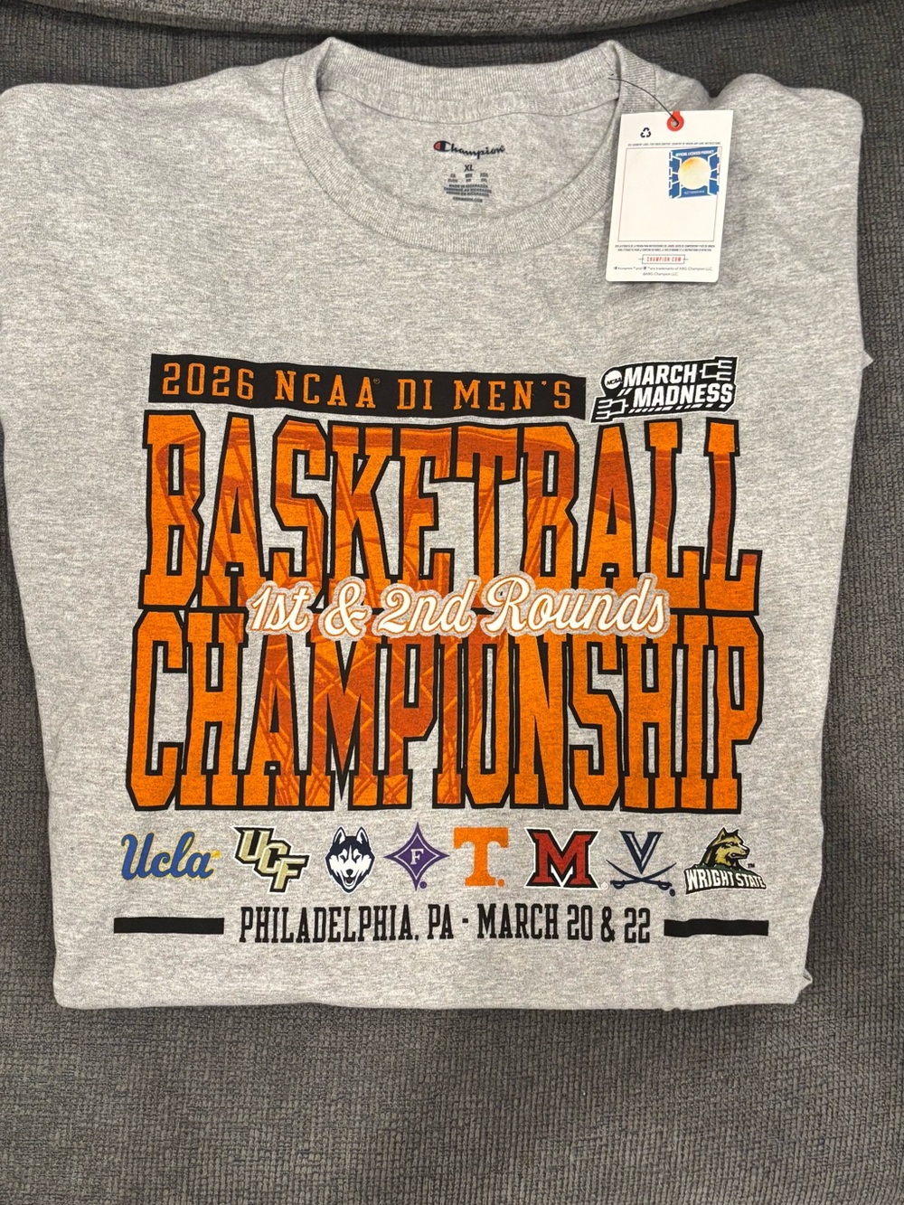 Champion Gray NCAA D1 Men’s Basketball March Madness Shirt